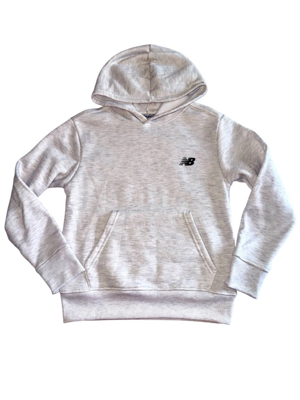 Girl’s New Balance Light Gray Grey Hooded Pullover Sweatshirt Kids 8 Unisex Boys